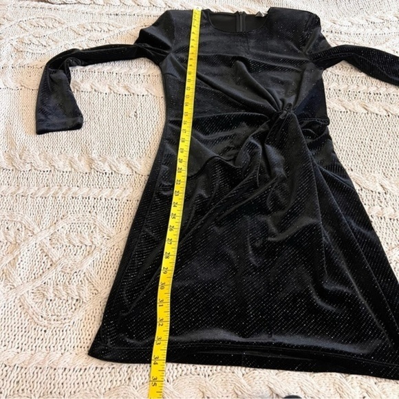 & OTHER STORIES Black Glitter Velour Padded Shoulder Mini Dress Size 2 NWOT - Picture 11 of 12